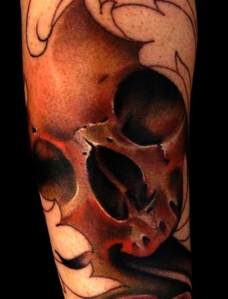 Brent Olson - Skull Color Tattoo Brent Olson Art Junkies Tattoo